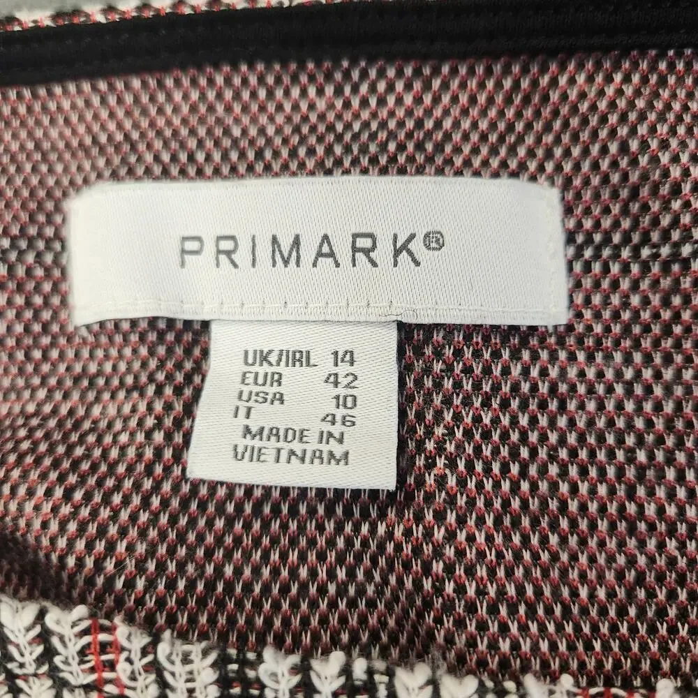 PRIMARK Mini Dress Womens 10 Black White Tweed Tartan Plaid Office Career 70s - Picture 4 of 12